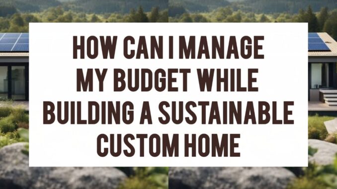 How Can I Manage My Budget While Building A Sustainable Custom Home